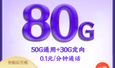 电信飞悦卡 19 元 80G+0.1 / 分钟【优惠一年】